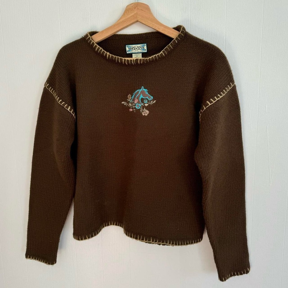 VTG Shyanne brown horse embroidered sweater